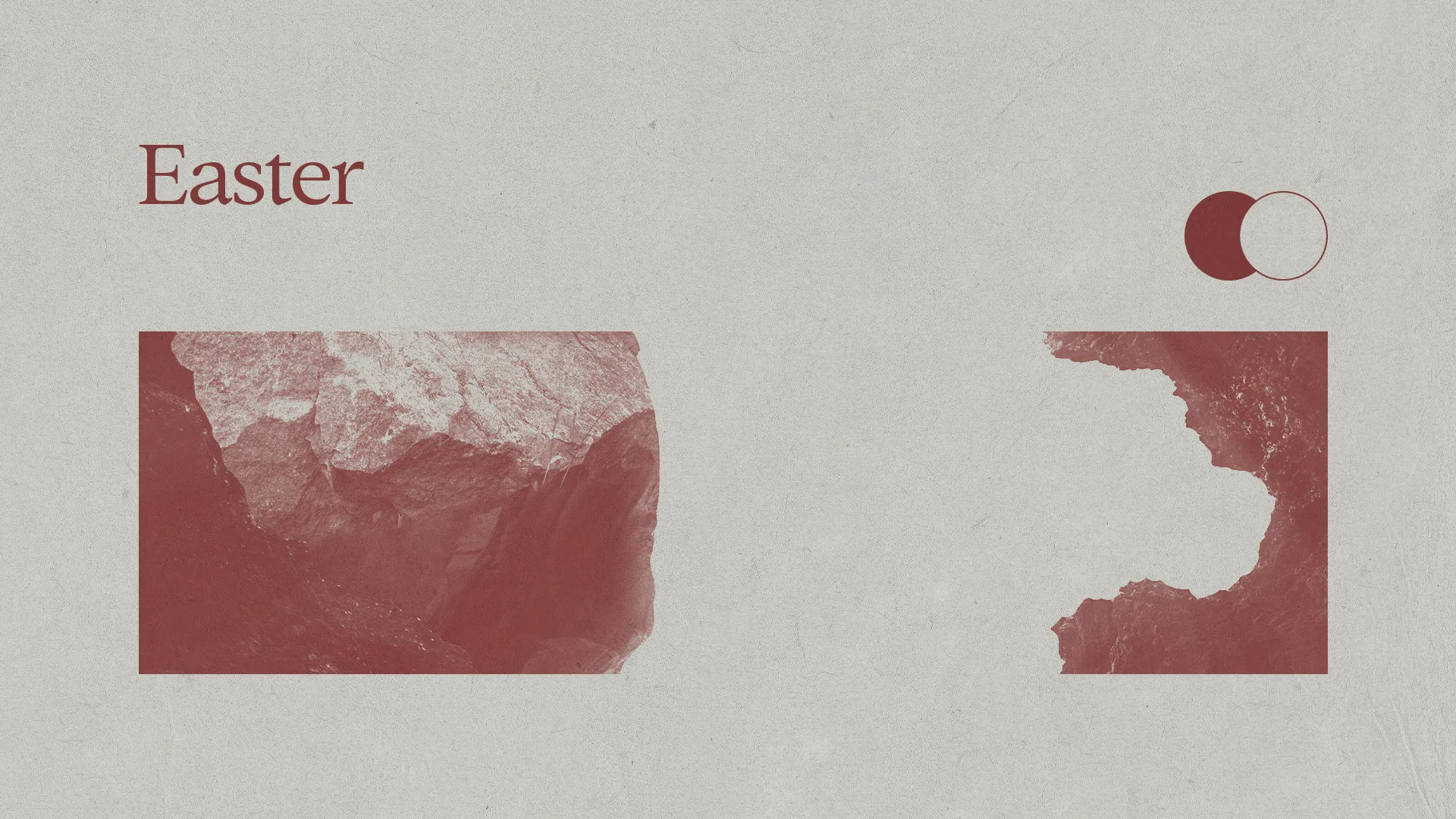 Easter celebration announcement featuring rocky imagery, emphasizing faith and community at your church.
