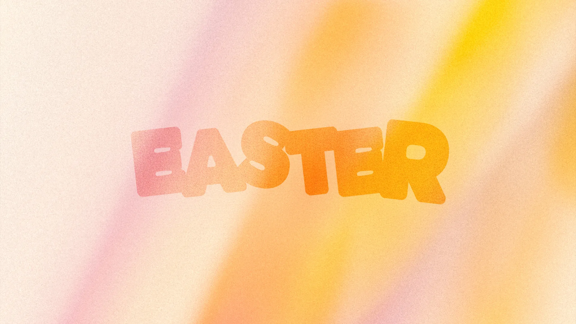 Colorful "Easter" text against a soft, pastel background, symbolizing renewal, hope, and the celebration of faith.