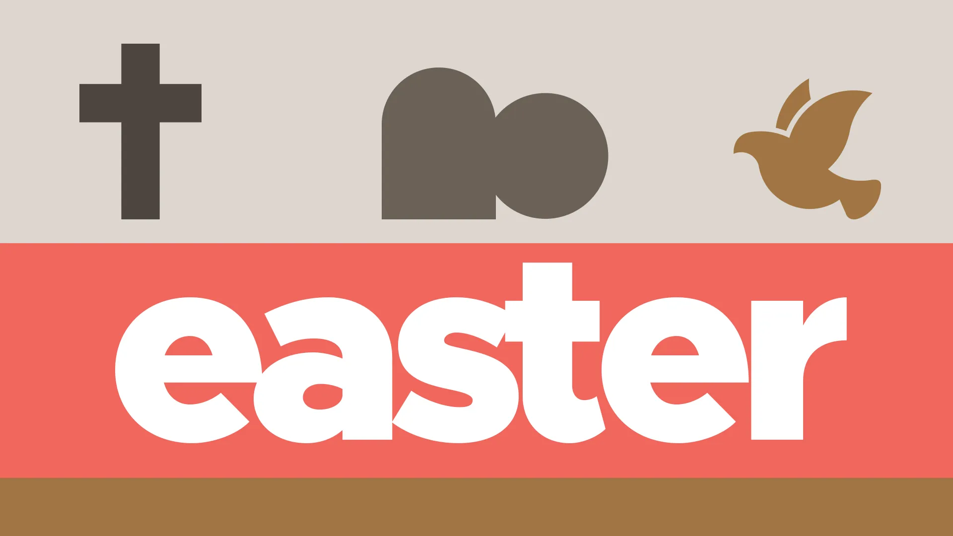 Cross, dove, and "Easter" text symbolize resurrection, hope, and community in faith.