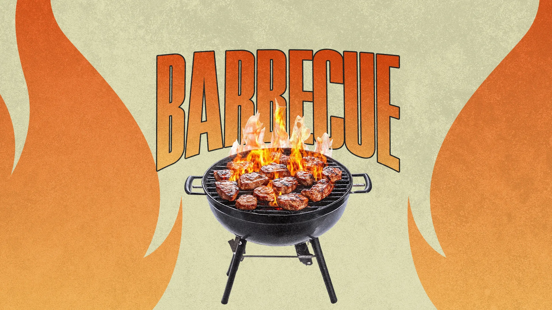 Community barbecue event with grilled meat and flames, inviting fellowship and connection among church members.
