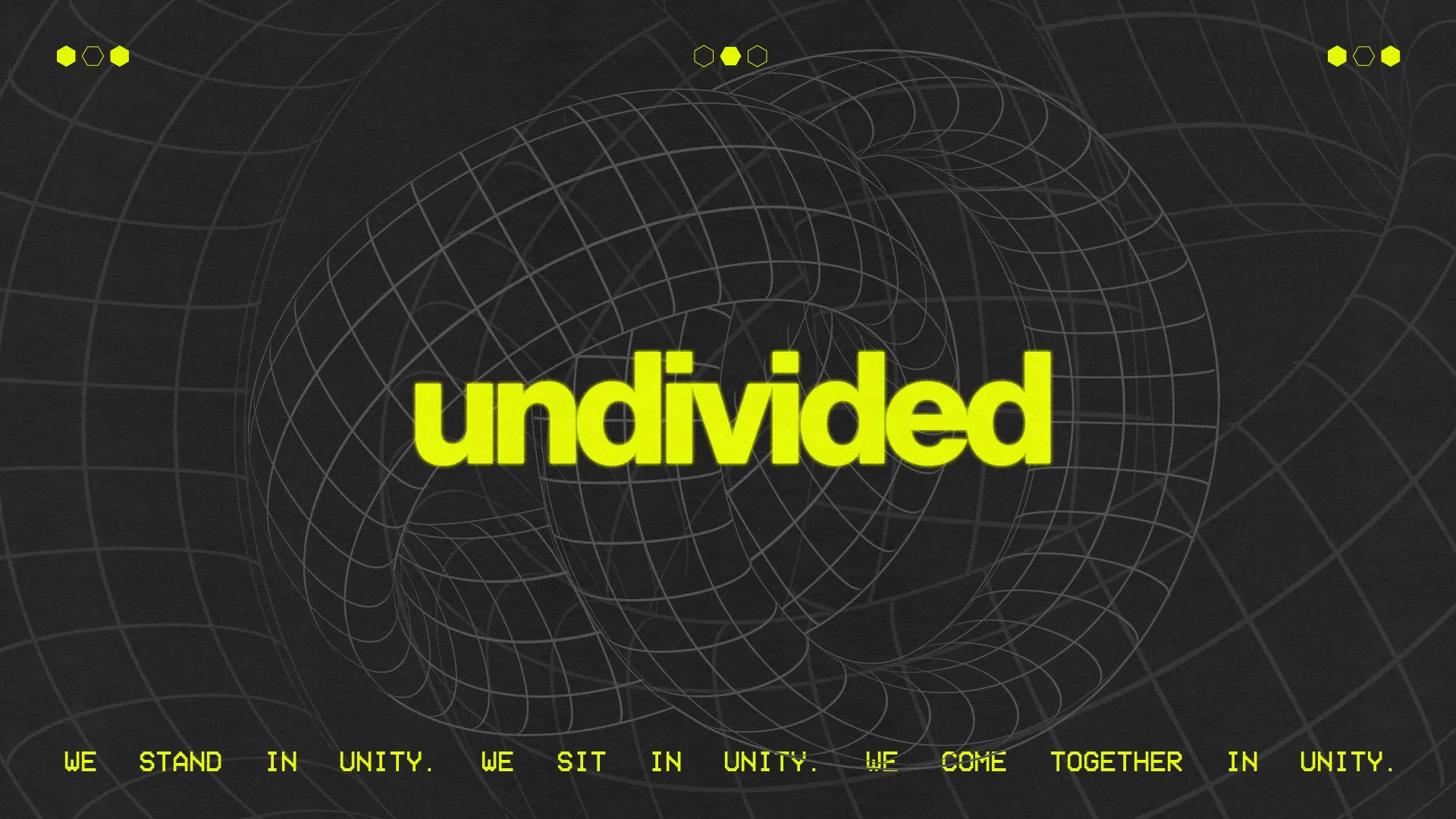 "Bold text 'undivided' emphasizes unity in faith, surrounded by a dynamic, abstract background, reflecting community spirit."