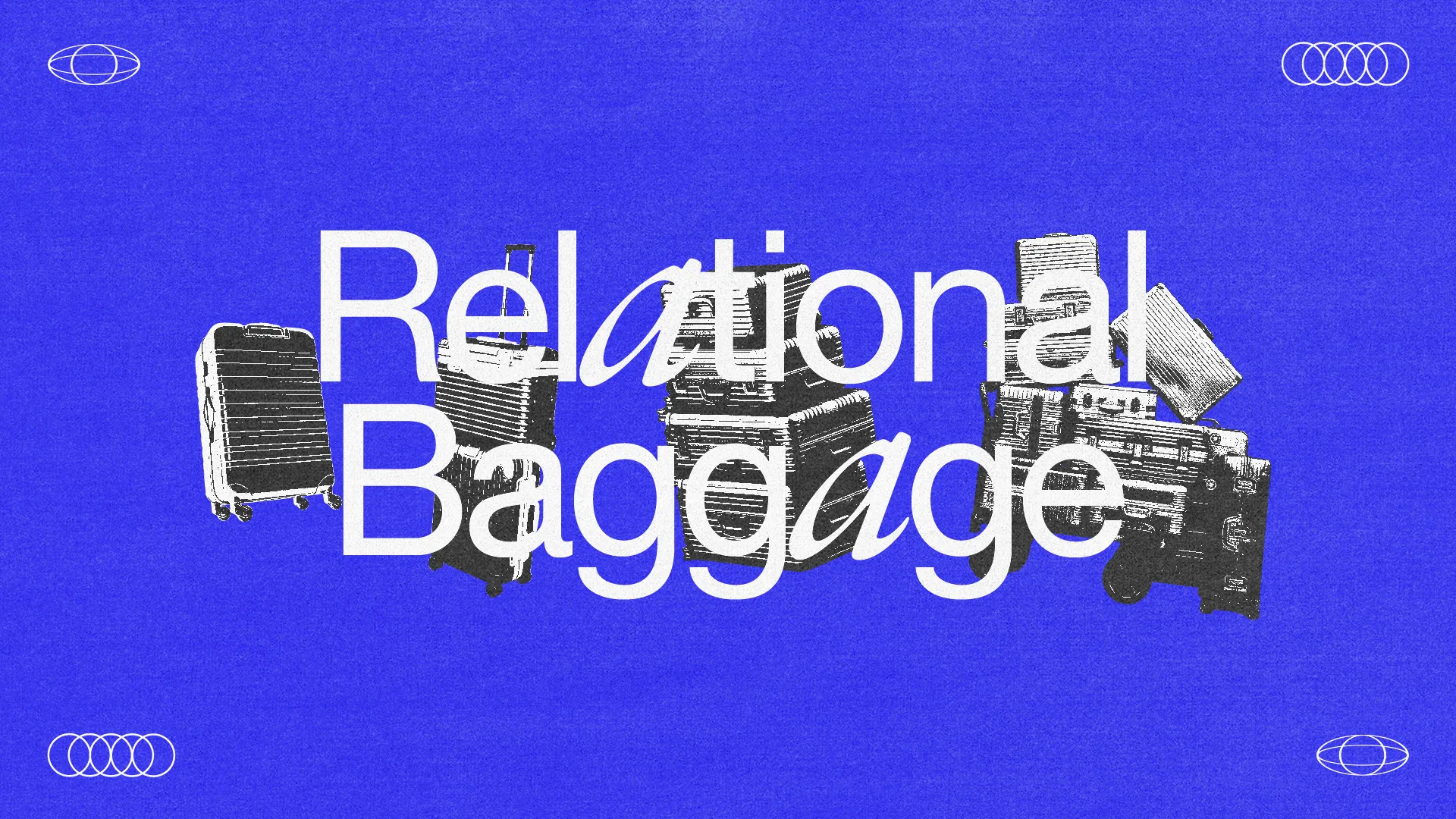 "Suitcases symbolize relational baggage, inviting reflection on faith, community, and personal growth in spiritual journeys."