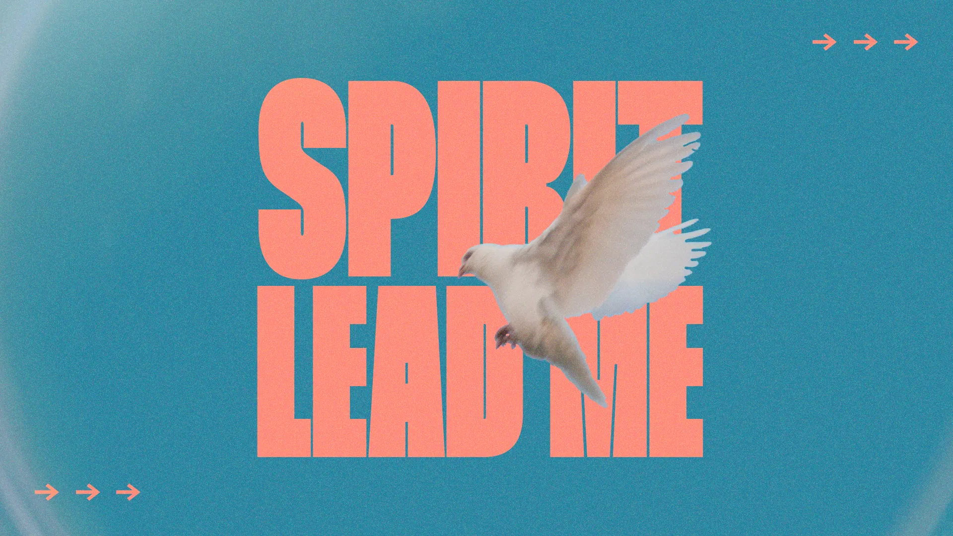Dove in flight over bold text "SPIRIT LEAD ME," symbolizing faith, guidance, and the presence of the Holy Spirit.