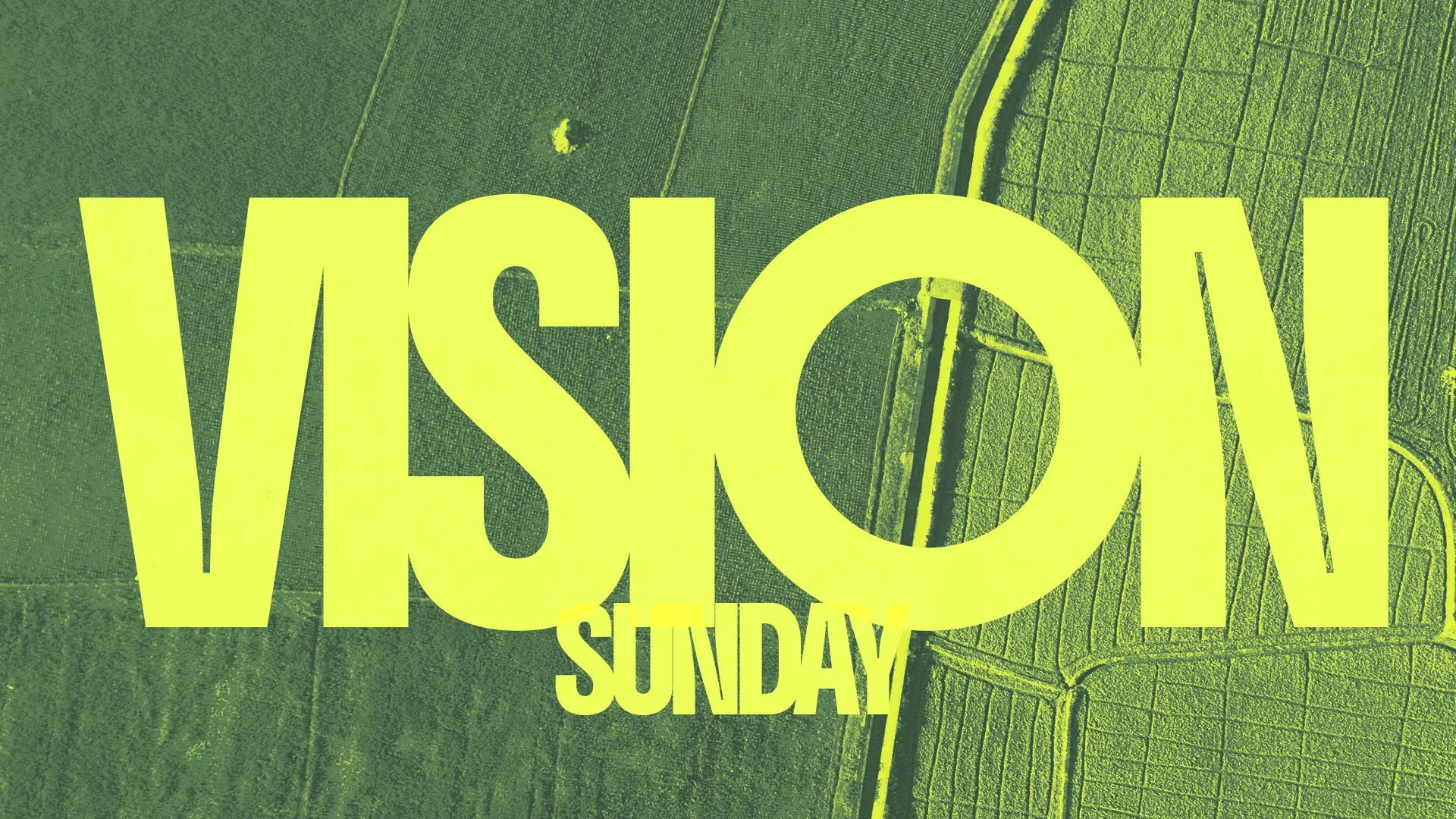 Bold text reads "VISION SUNDAY" over a green textured background, symbolizing hope and community in faith.