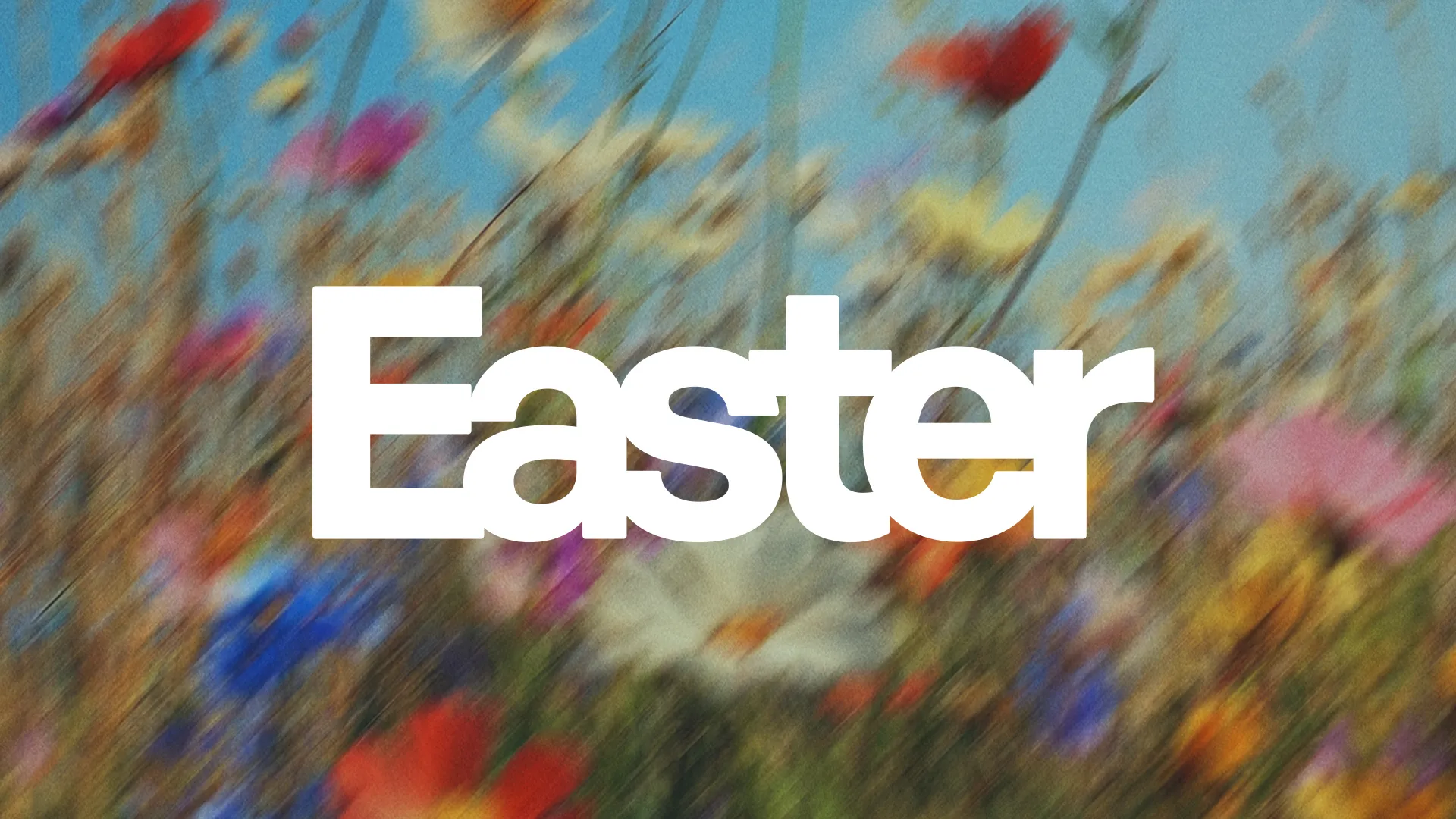 Bright flowers in soft focus with the word "Easter," symbolizing renewal, hope, and the celebration of resurrection.