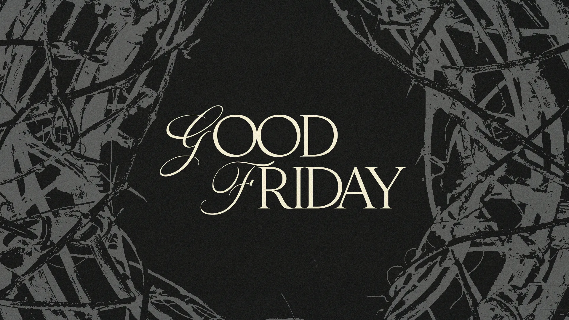 Good Friday announcement with thorny imagery, emphasizing reflection and community gathering at your church.