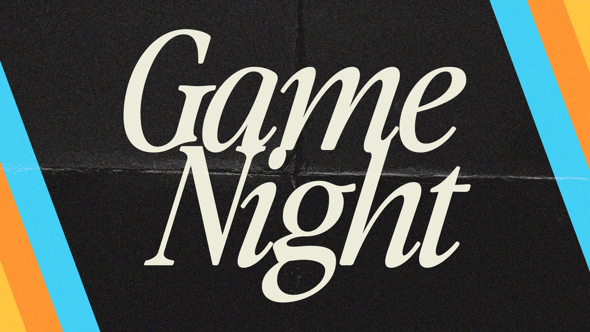Community game night invitation with vibrant colors, fostering fellowship and fun among church members.