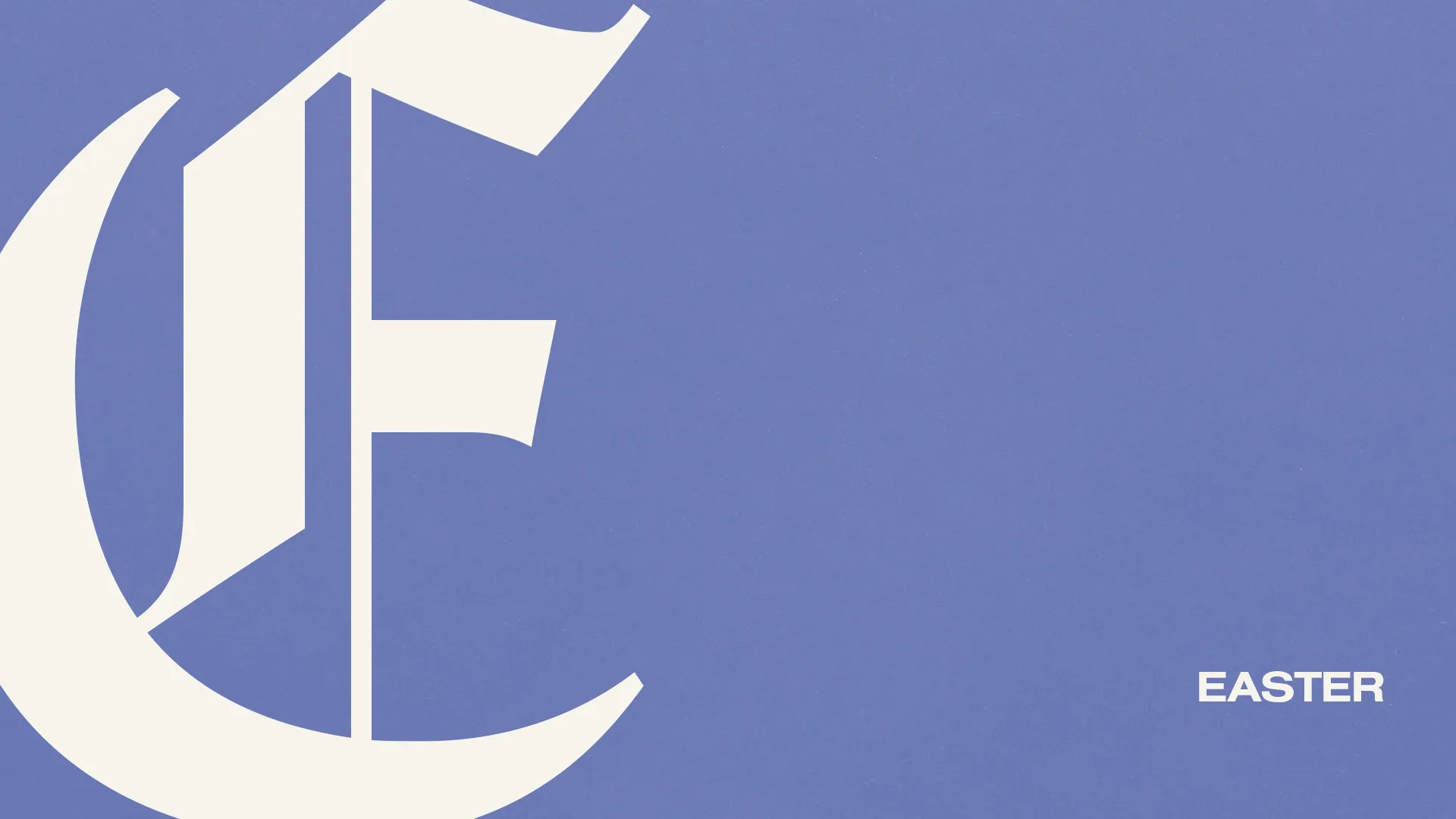 Easter celebration announcement with bold lettering on a calming blue background, inviting community worship and faith.