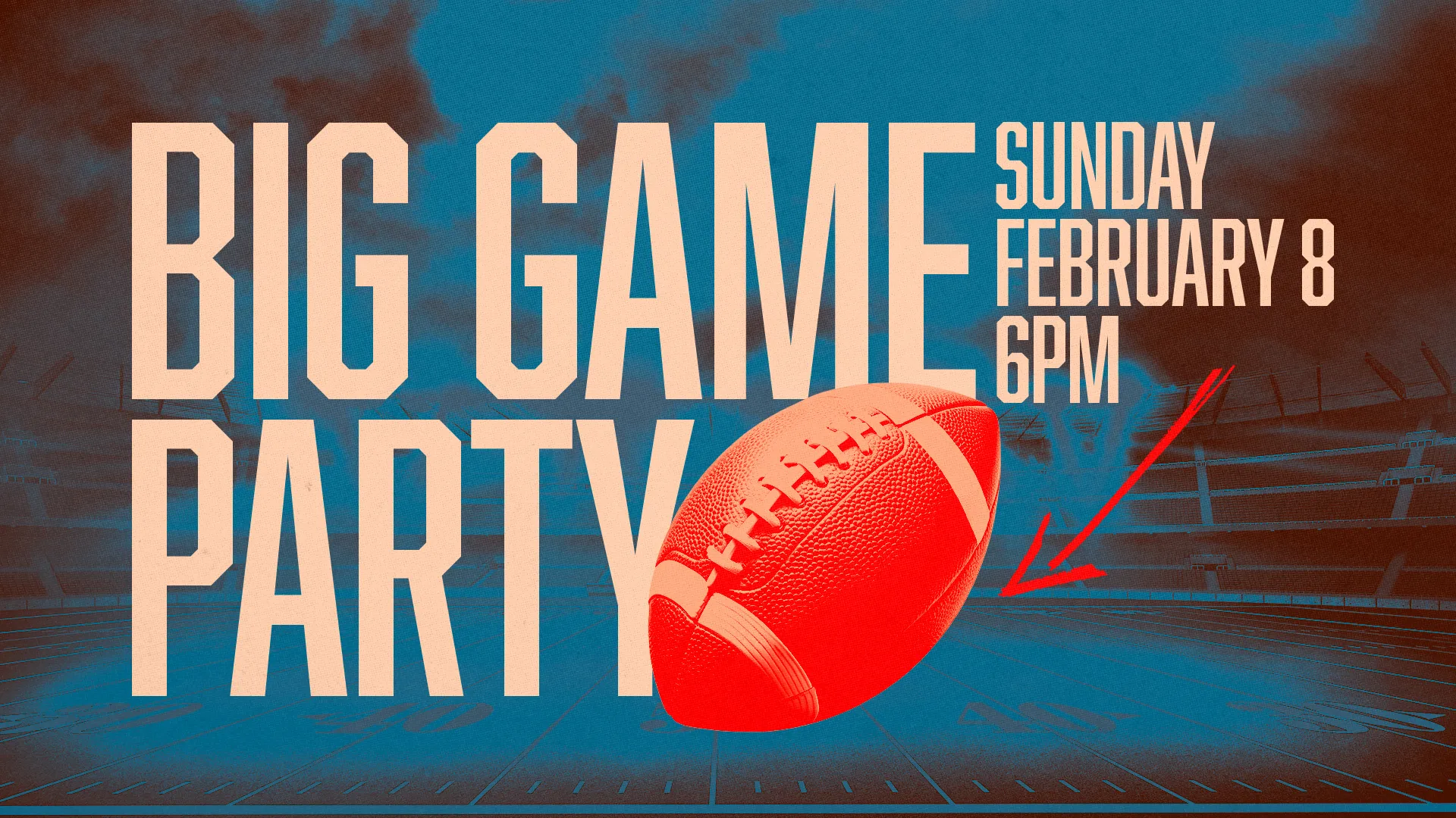 Join the community for a Big Game Party on February 8 at 6 PM, celebrating fellowship and fun in faith.