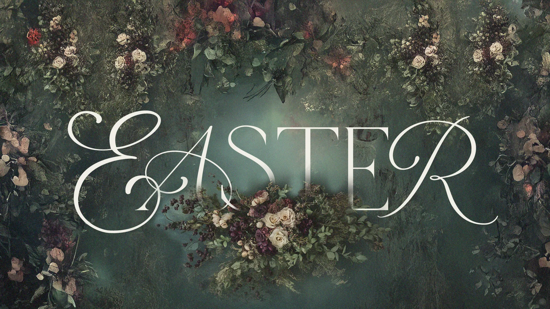 Elegant floral design with "EASTER at your church" text, symbolizing renewal, community, and celebration of faith.