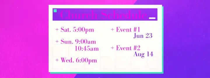 Church Schedule: facebook cover