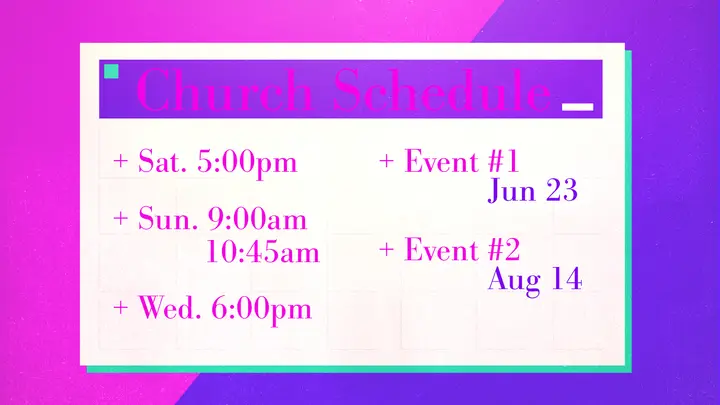 Church Schedule: title slide