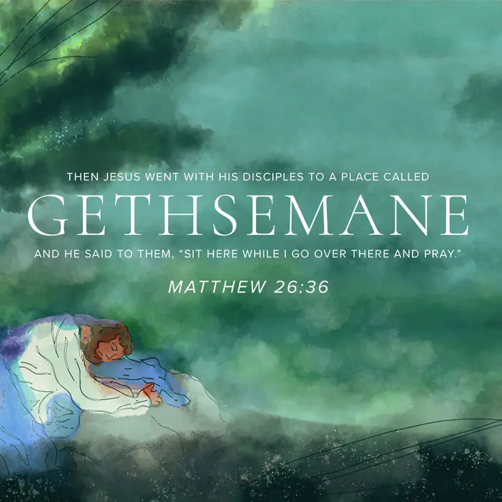 Prayer Gethsemane: Watercolor Lent Collection: social post 2