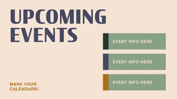 Color Blocks Slide Pack: upcoming events slide
