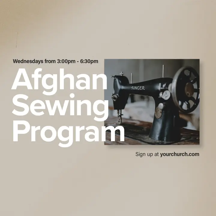 Afghan Sewing Program: social post