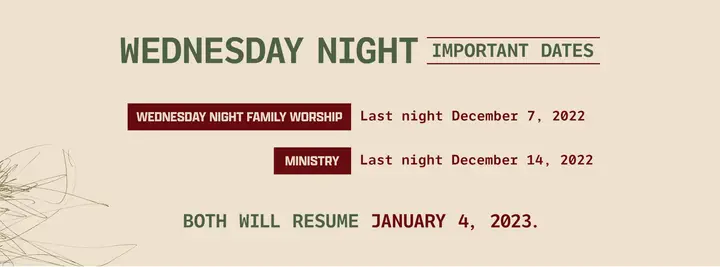 Wednesday Night Important Dates: facebook cover