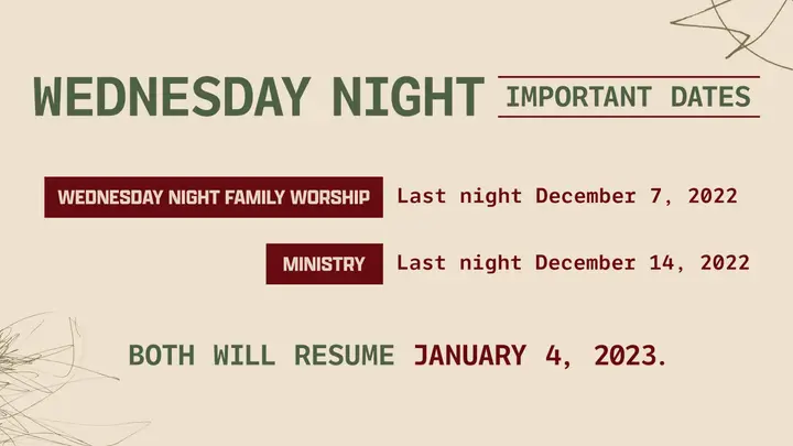 Wednesday Night Important Dates: HD slide