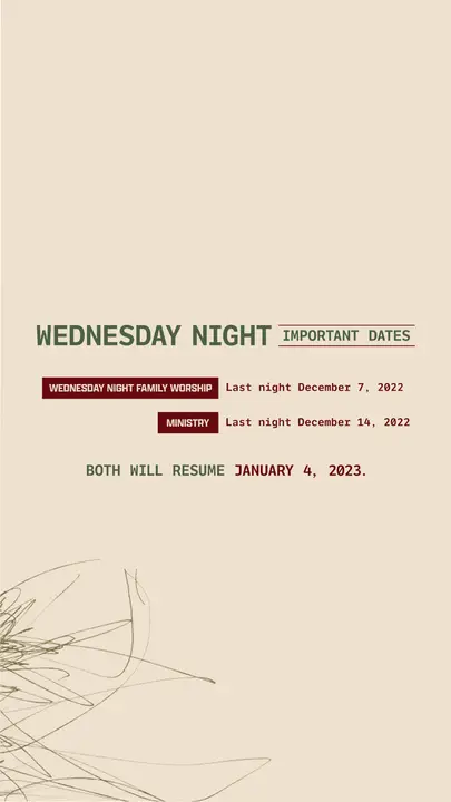 Wednesday Night Important Dates: story